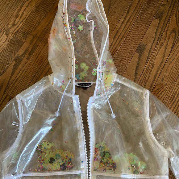 Topshop Clear Glitter Filled Raincoat - Picture 2 of 3